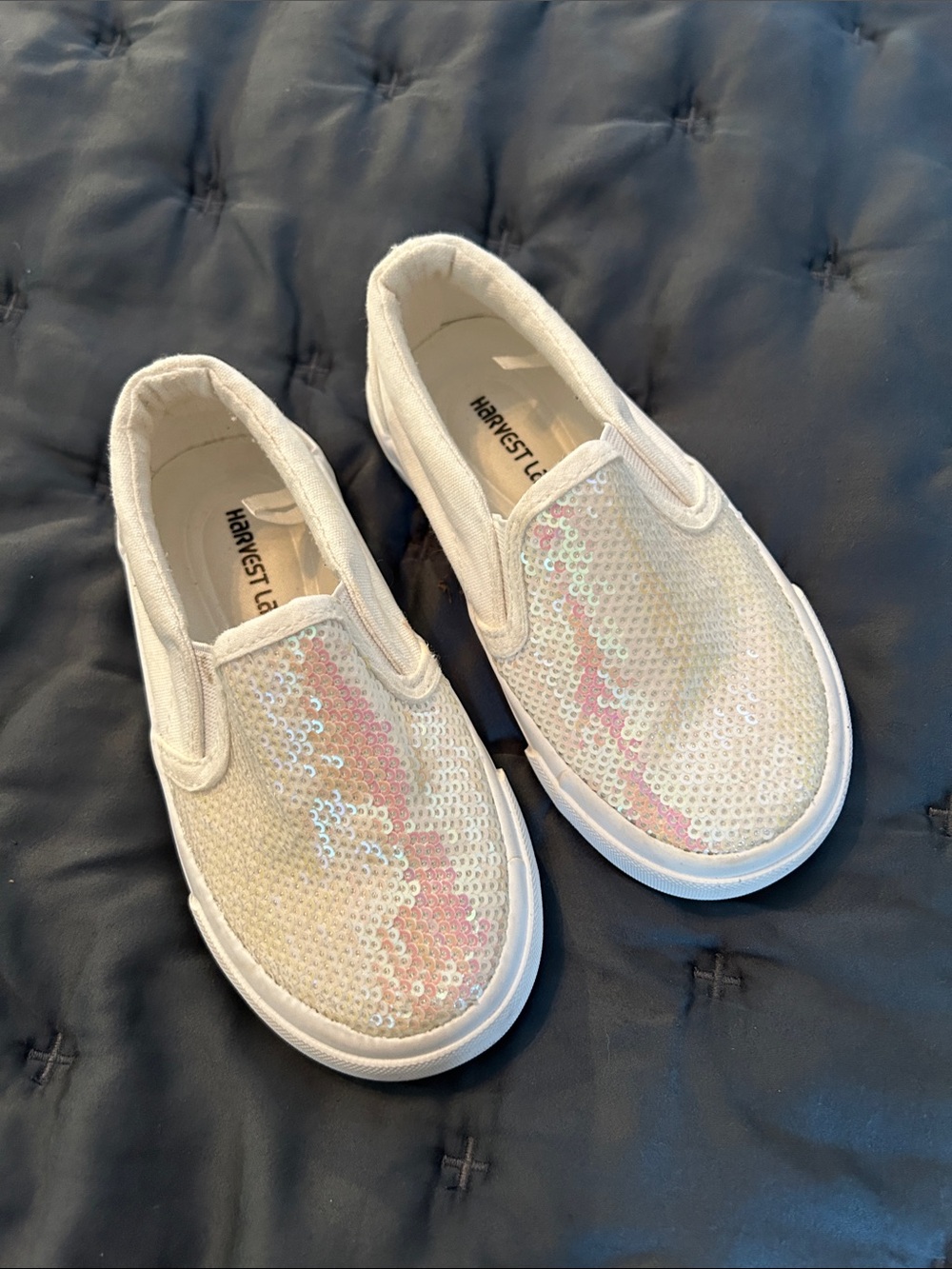Girls' Sequin Slip-On Sneakers in White
